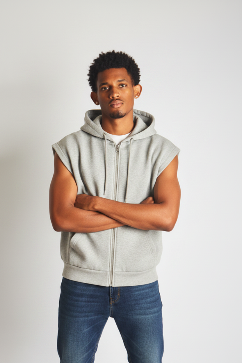 Sleeveless zip-up hoodie