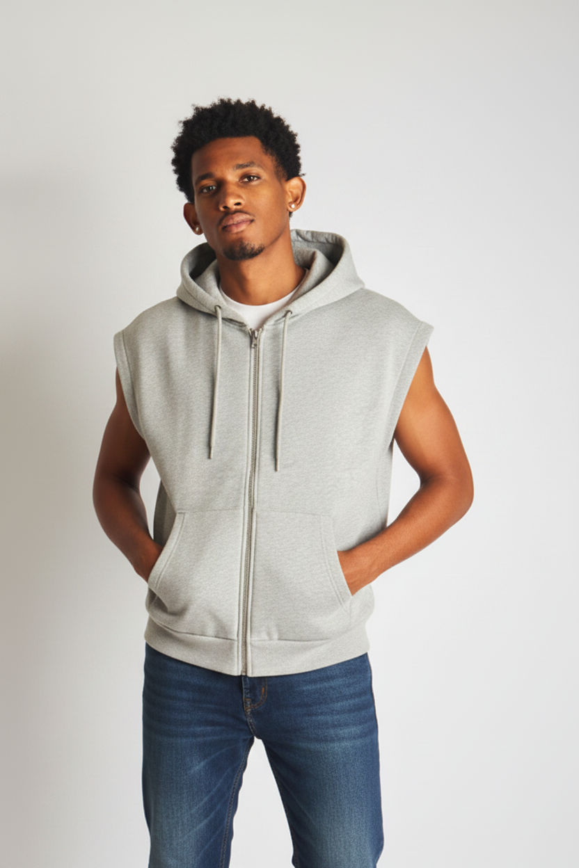 Sleeveless zip-up hoodie