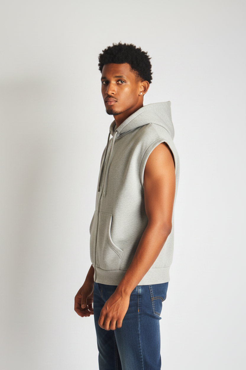 Sleeveless zip-up hoodie