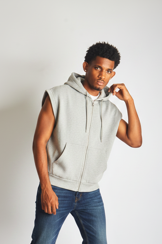 Sleeveless zip-up hoodie