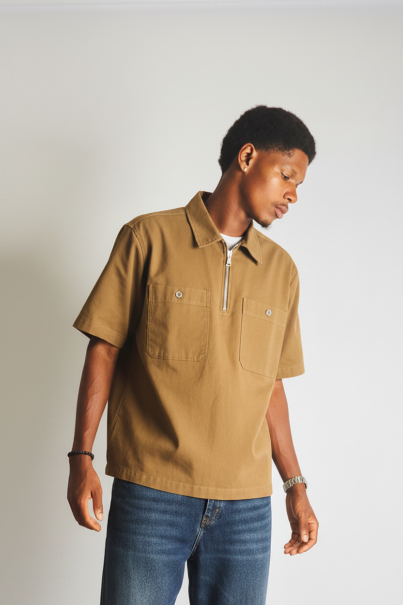 Half-Zip Two-Pocket Shirt