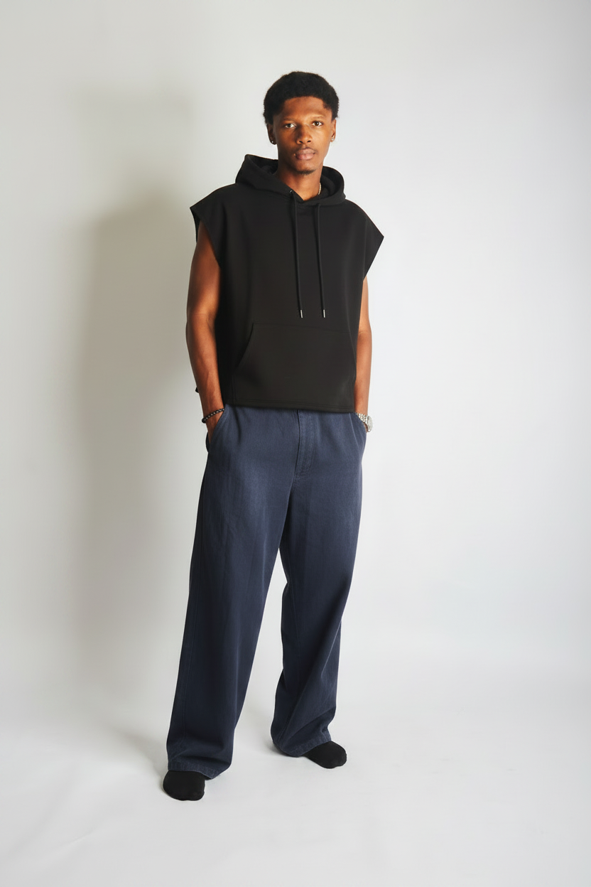Sleeveless cropped hoodie