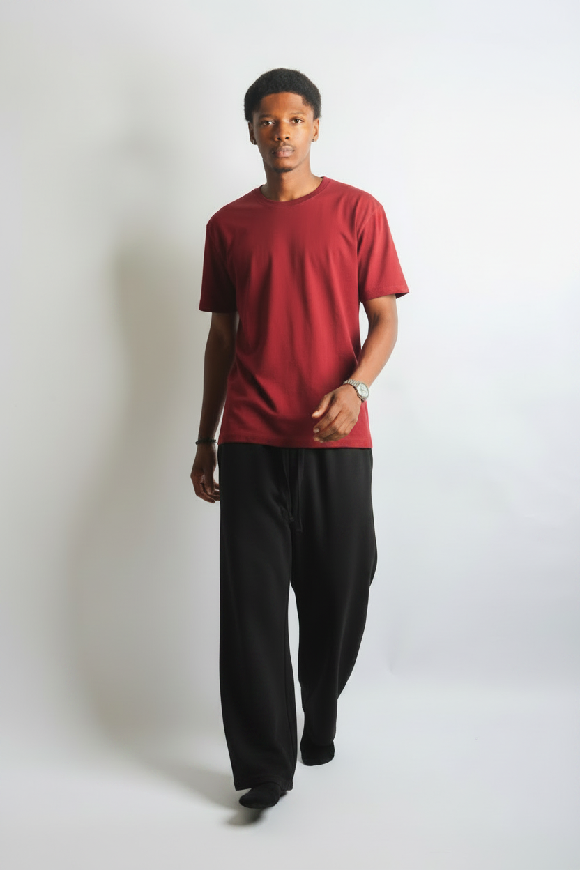 Charcoal gray and black sweatpants