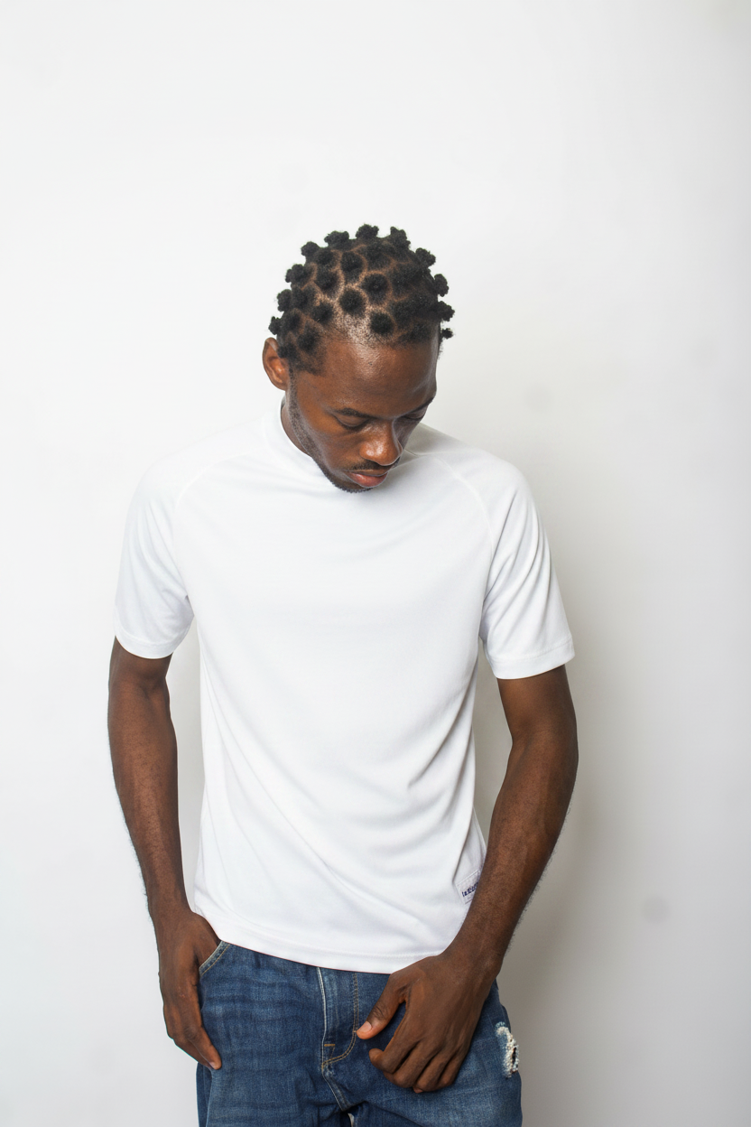 All White Body-Fit Male T-Shirt