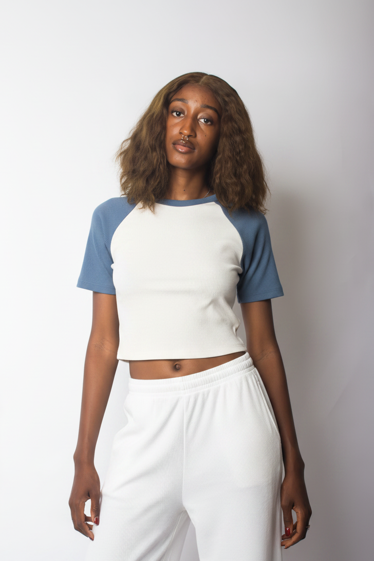 cropped short-sleeve raglan top