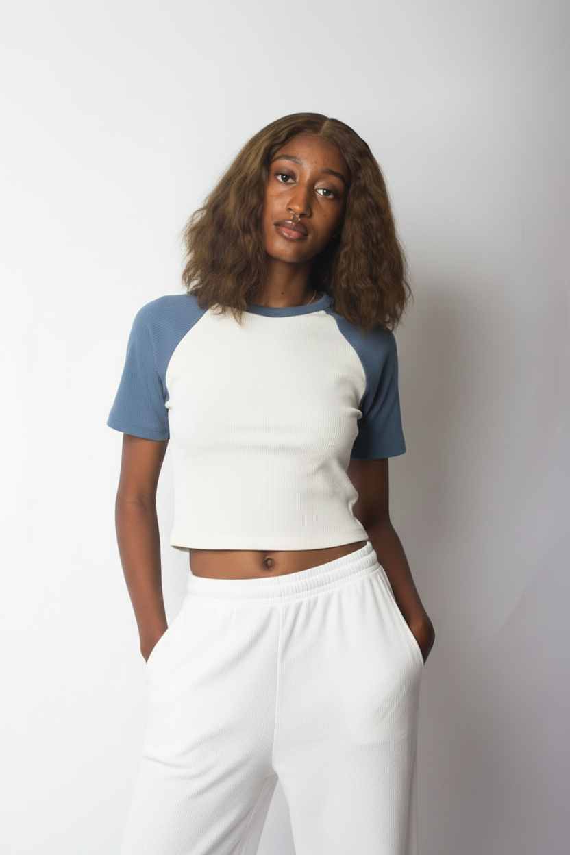 cropped short-sleeve raglan top