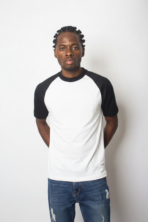 Black & White Raglan Body-Fit T-Shirt