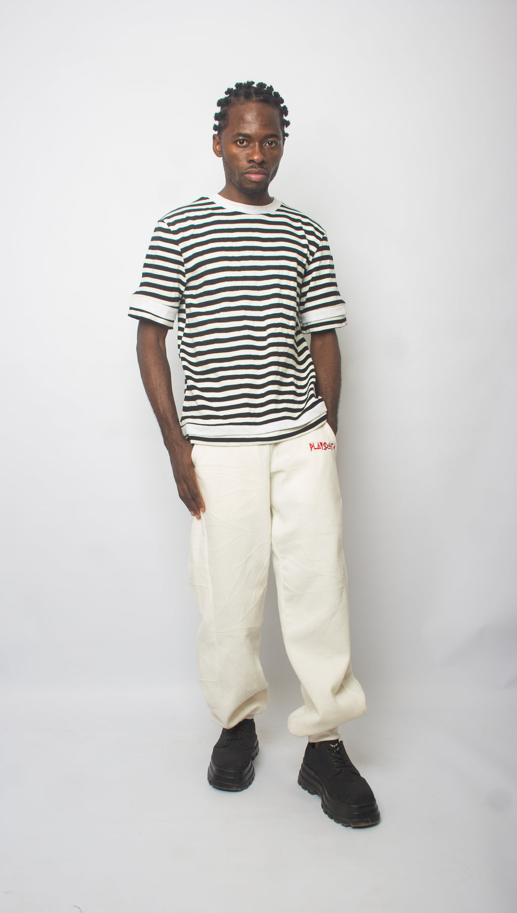 Playground Backpatch Sweatpants In White