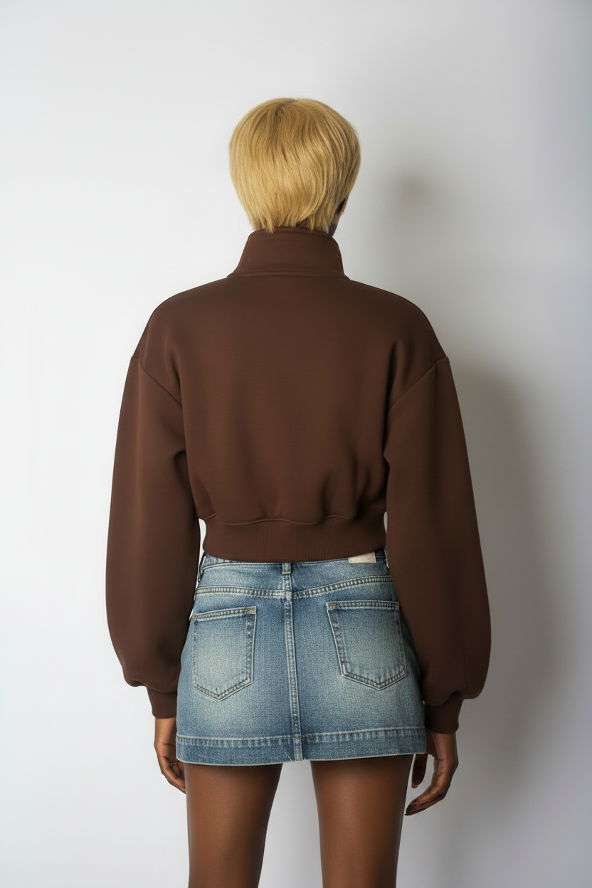 Cropped zip-up jacket