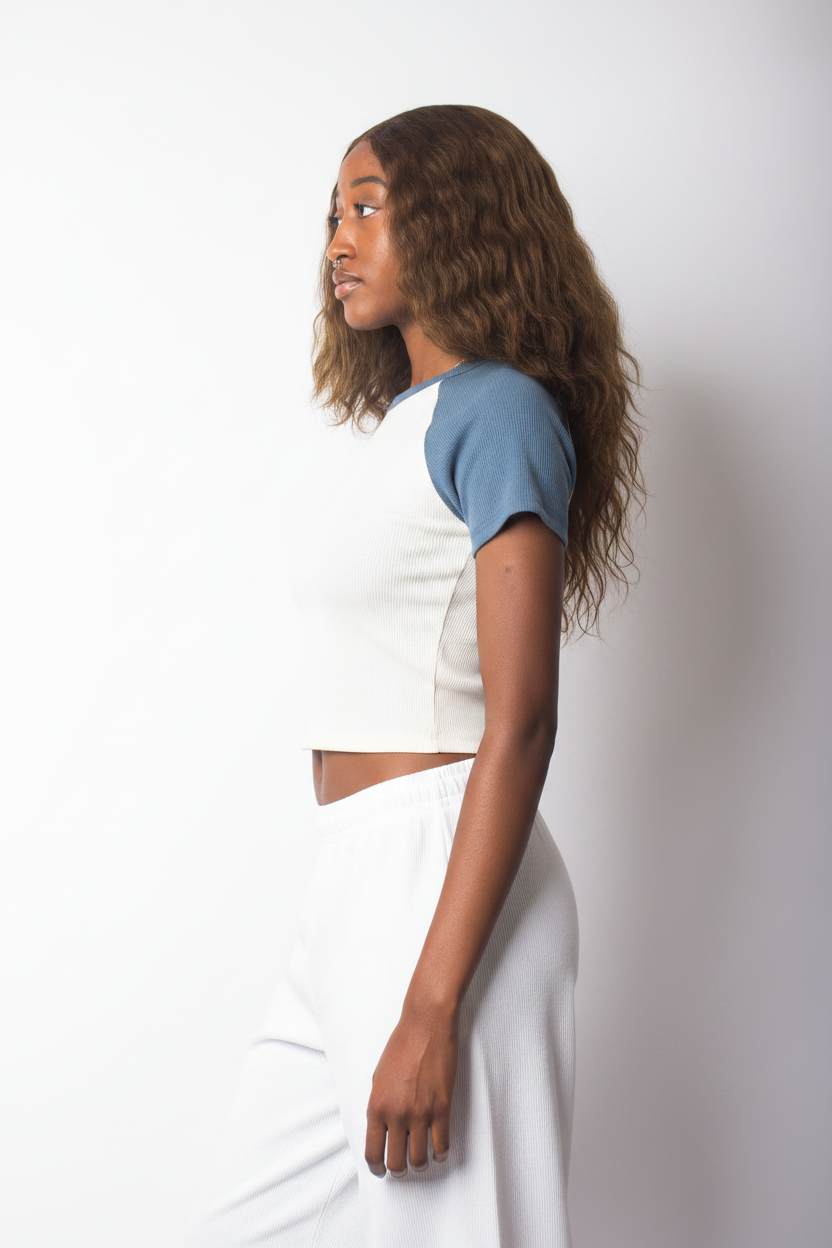 cropped short-sleeve raglan top