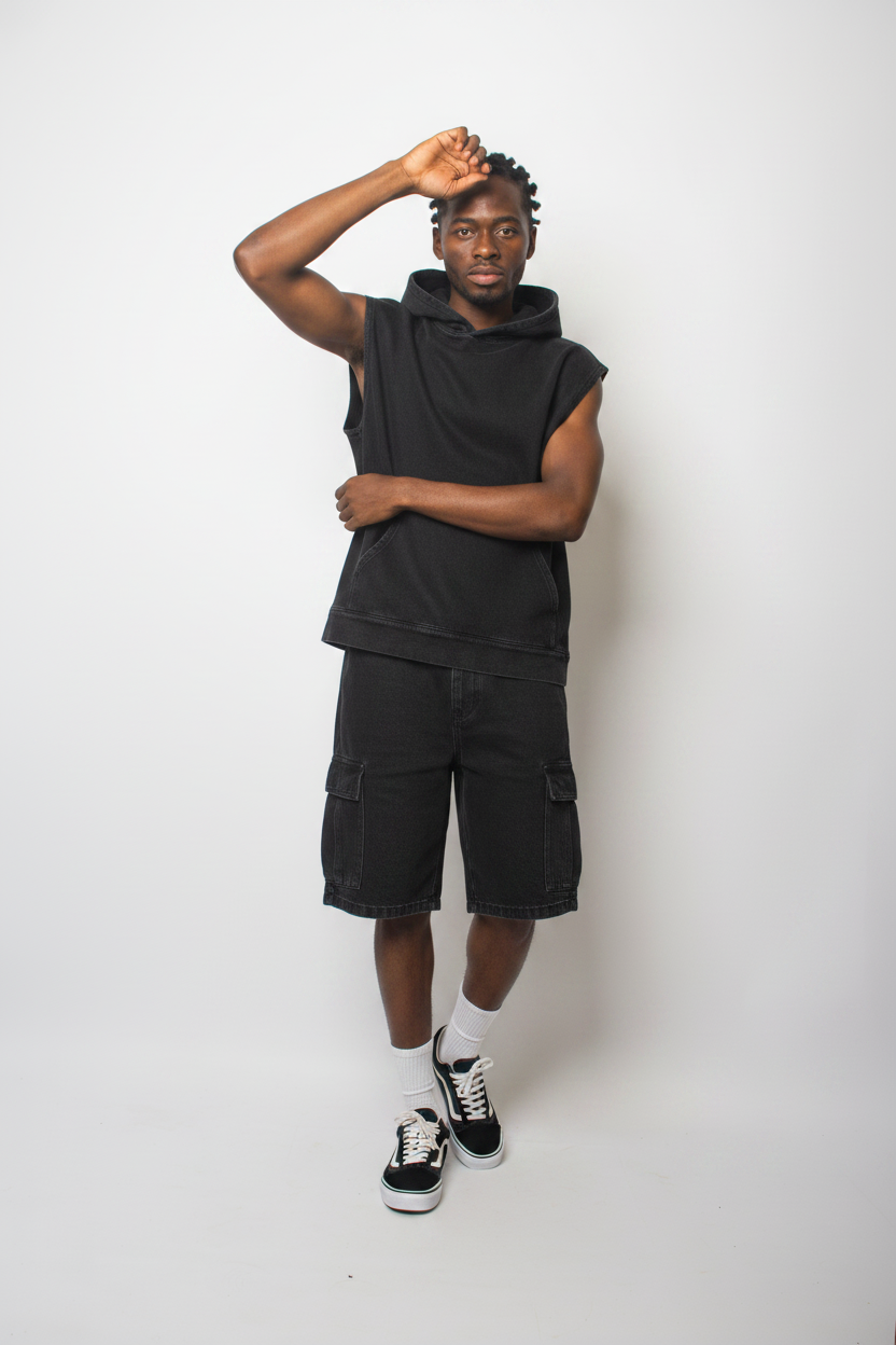 Fleece sleeveless hoodie