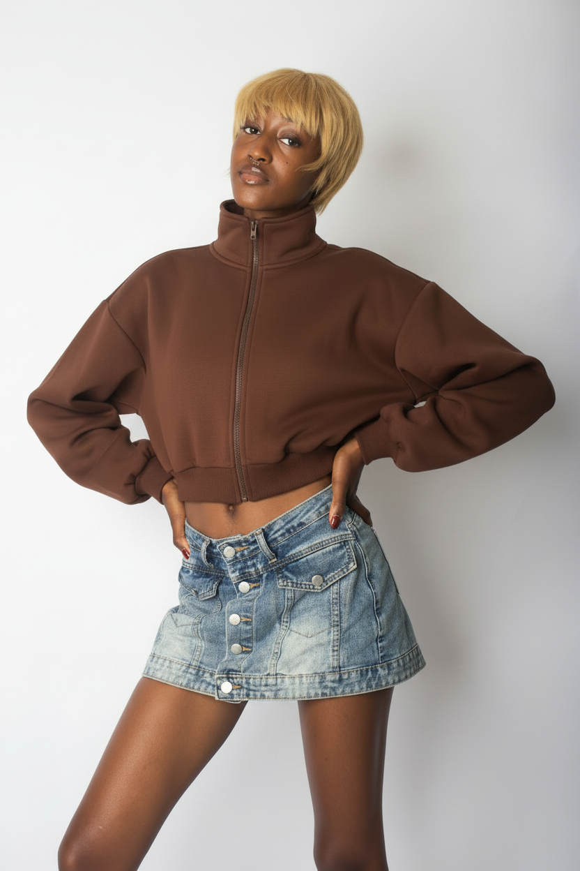Cropped zip-up jacket