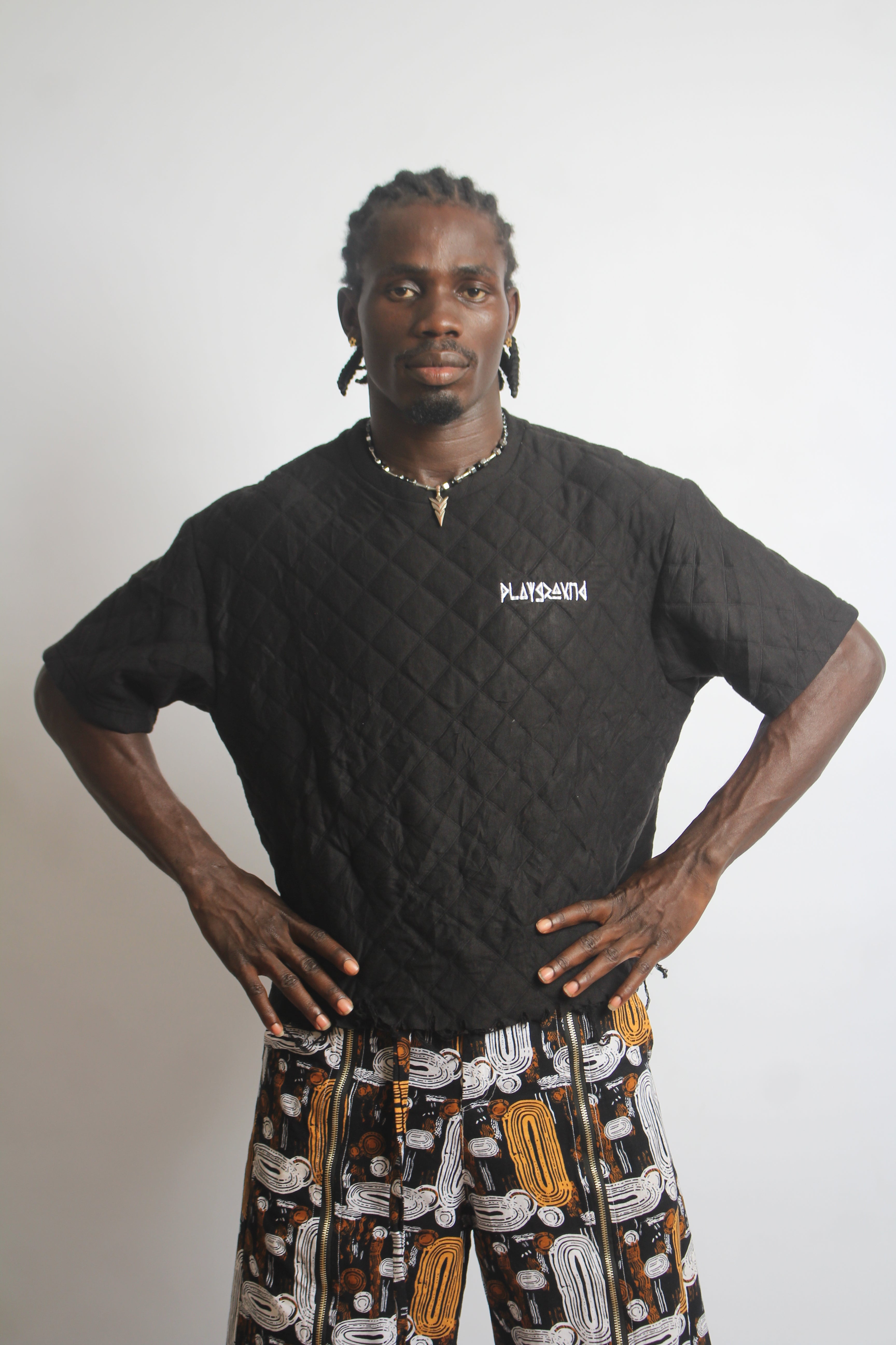 Playground Short-Sleeve Cut-Off Tee in Padded Fabrics