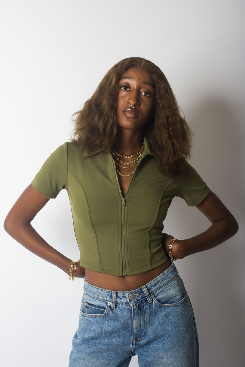 Cropped zip-up
