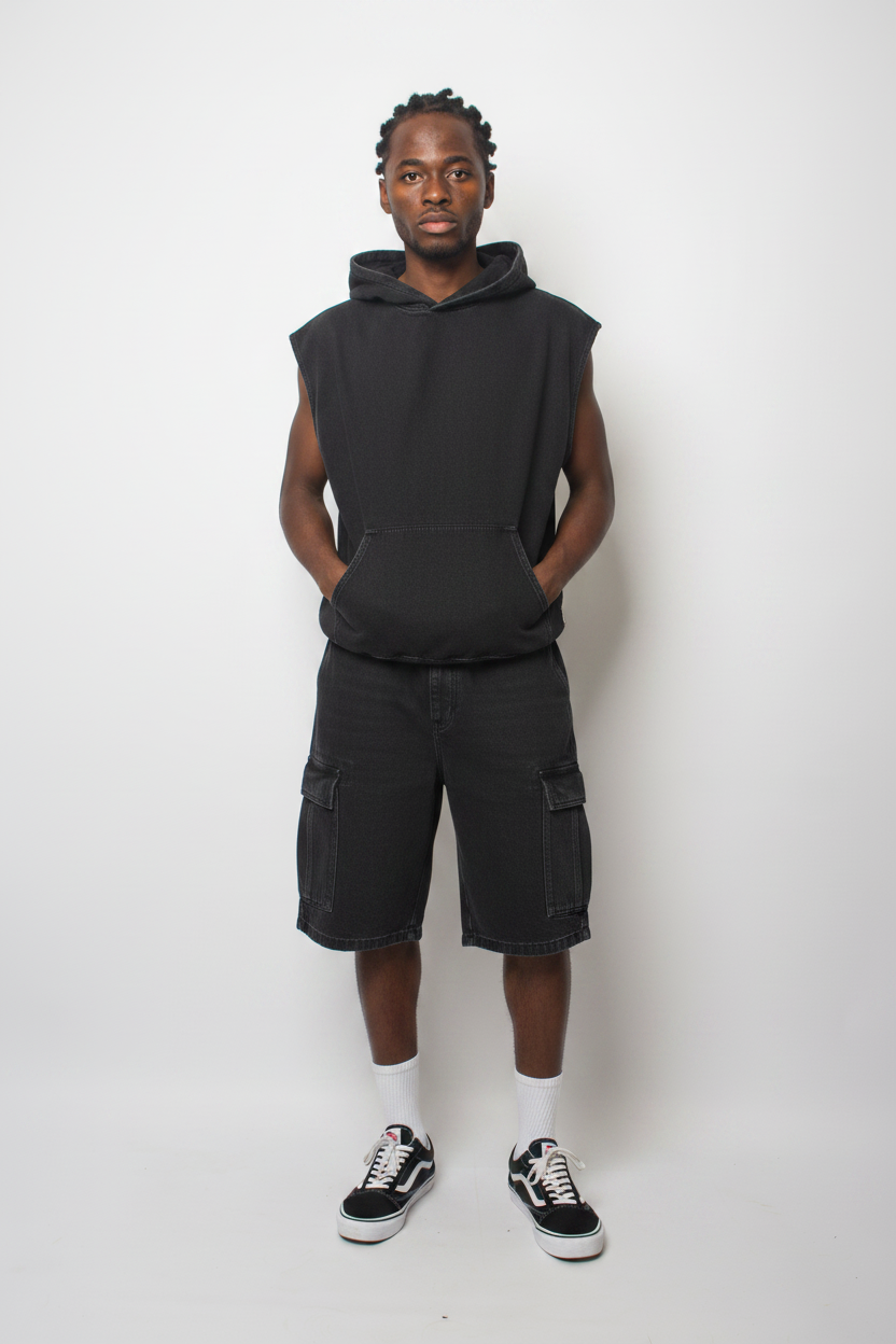 Fleece sleeveless hoodie
