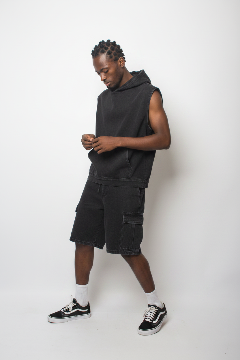 Fleece sleeveless hoodie